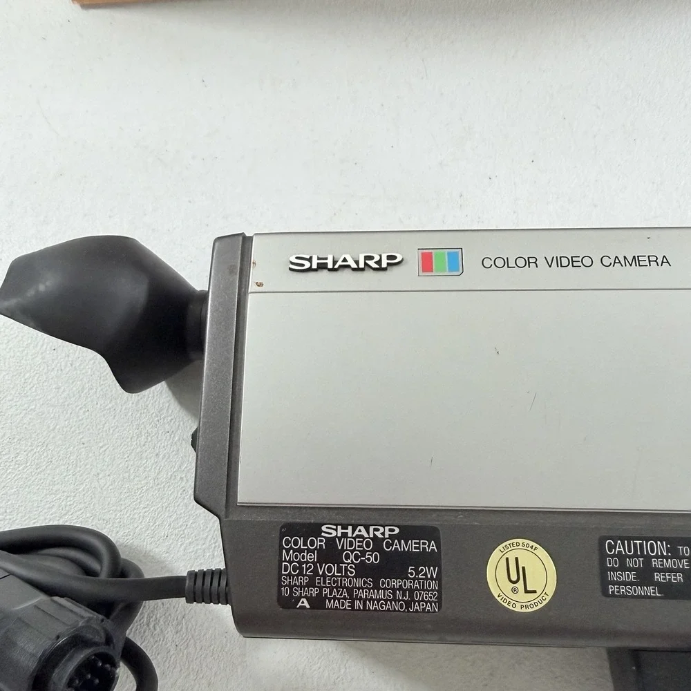 SHARP QC-50 Vintage Color Video Camera Japan Silver Black W/ Box POWERS ON READ